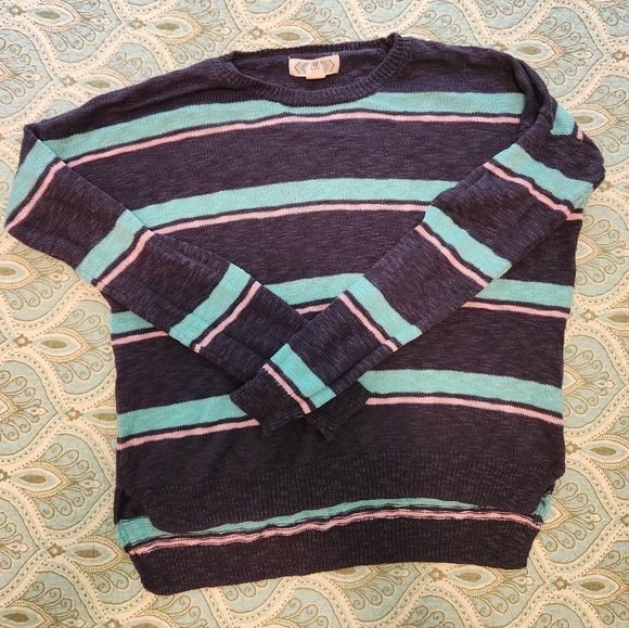 Light Summer Sweater Mint/Pink/Grey Size L - Picture 1 of 5